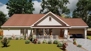 Spacious 3 bedroom house design with floor plan