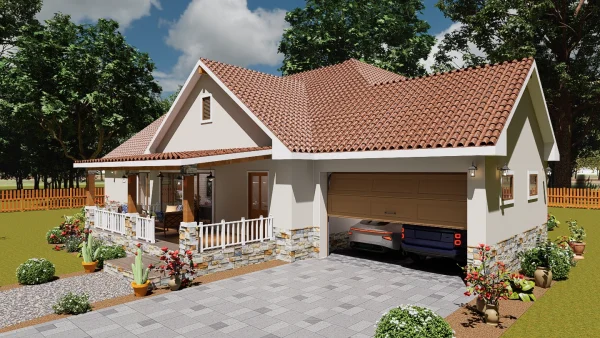 Spacious 3 bedroom house design with floor plan