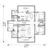 3 bedrooms floor plan and furniture layout