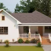 Front view, simple 4 bedrooms bungalow house design