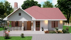 12 meters by 12 meters 3 bedrooms with floor plan front view