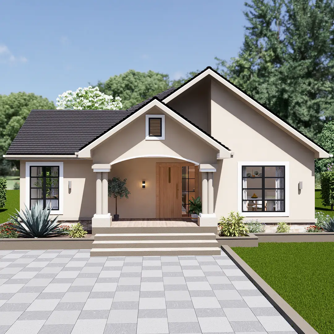 12.24M x 17.0M 3 bedrooms house design front view