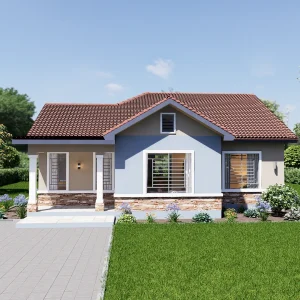 Affordable 9.8M X 10M 3 Bedroom house design. RMC32