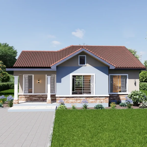 Affordable 9.8M X 10M 3 Bedroom house design. RMC32