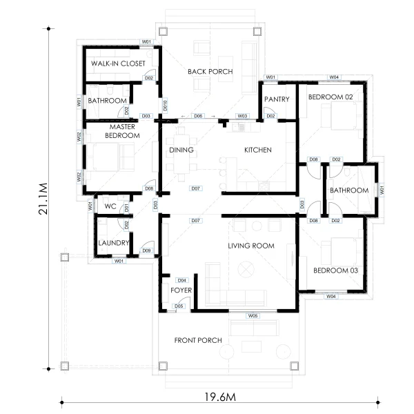 RMC 39 3 BEDROOM HOUSE DESIGN FLOORPLAN