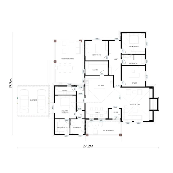 RMC41 3 Bedroom house design floorplan