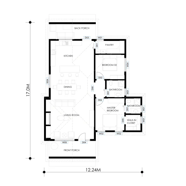 2 bedroom house design RMC42 floorplan
