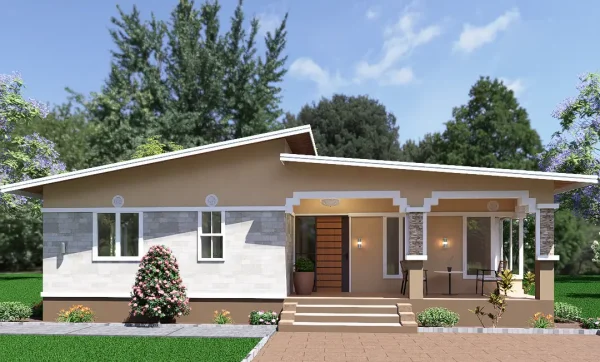 Skillion roof 3 bedroom house design RMC51 E-01