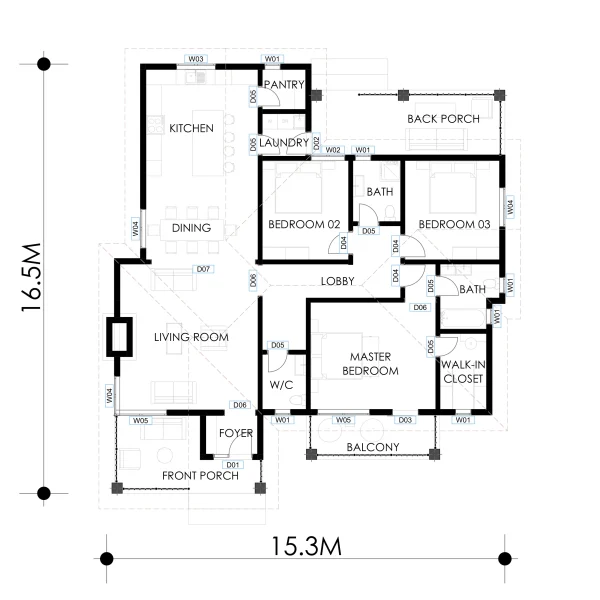 3 bedroom farmhouse design FLOORPAN
