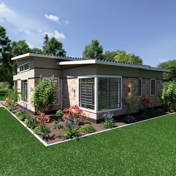 RMC50 Skillion roof 2 bedroom house side 2