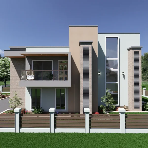 RMC53 4 bedroom flat roof maisonette house design E-02