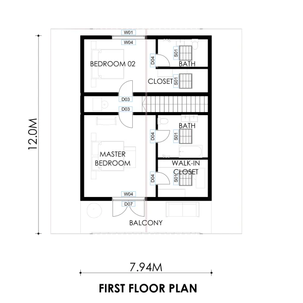 RMC52 3 bedroom A frame house design first floor