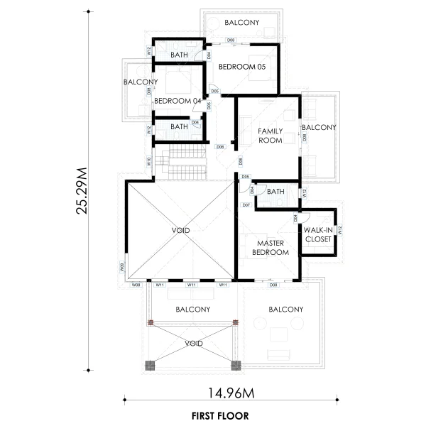 RMC54 5 bedroom maisonette First floor plan RMC54 5 bedroom maisonette house design first floor plan