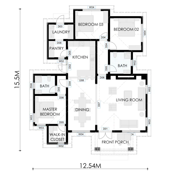 RMC 56 3 bedroom house design floorplan layout RMC 56 3 bedroom house design floorplan layout